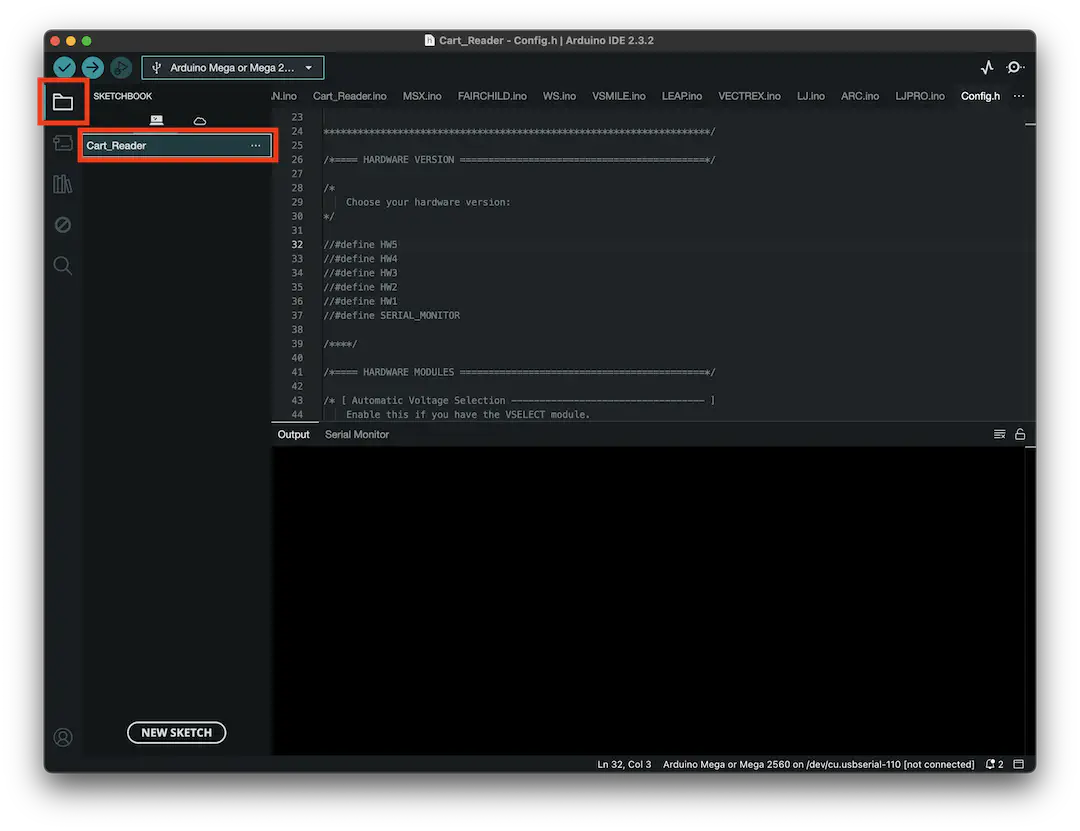 Cart_Reader スケッチを開く