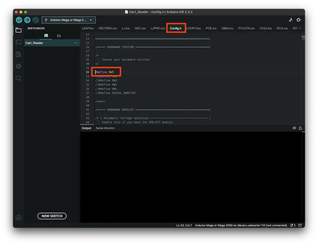config.h を編集して HW5 を有効化