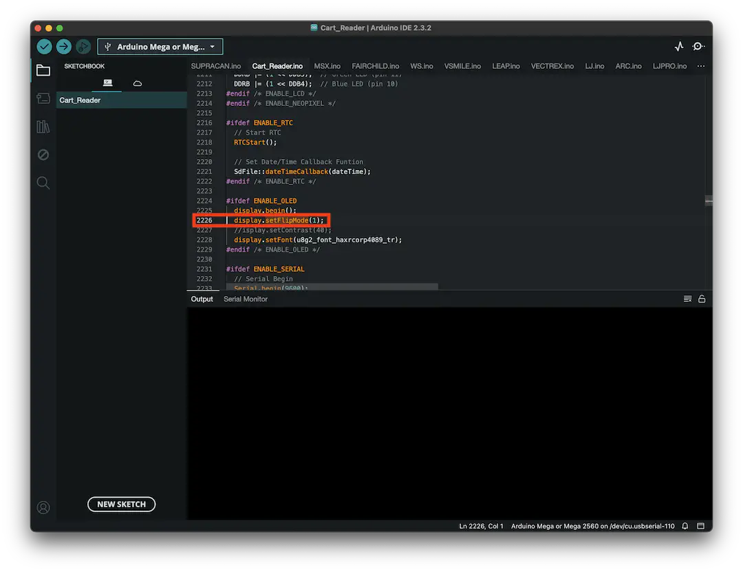 art_Reader.ino に display.setFlipMode(1); を追加