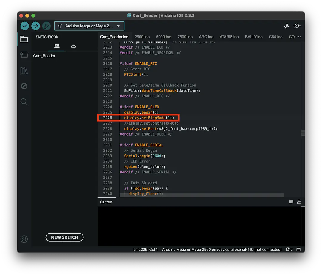 Cart_Reader.ino に display.setFlipMode(1); を追加
