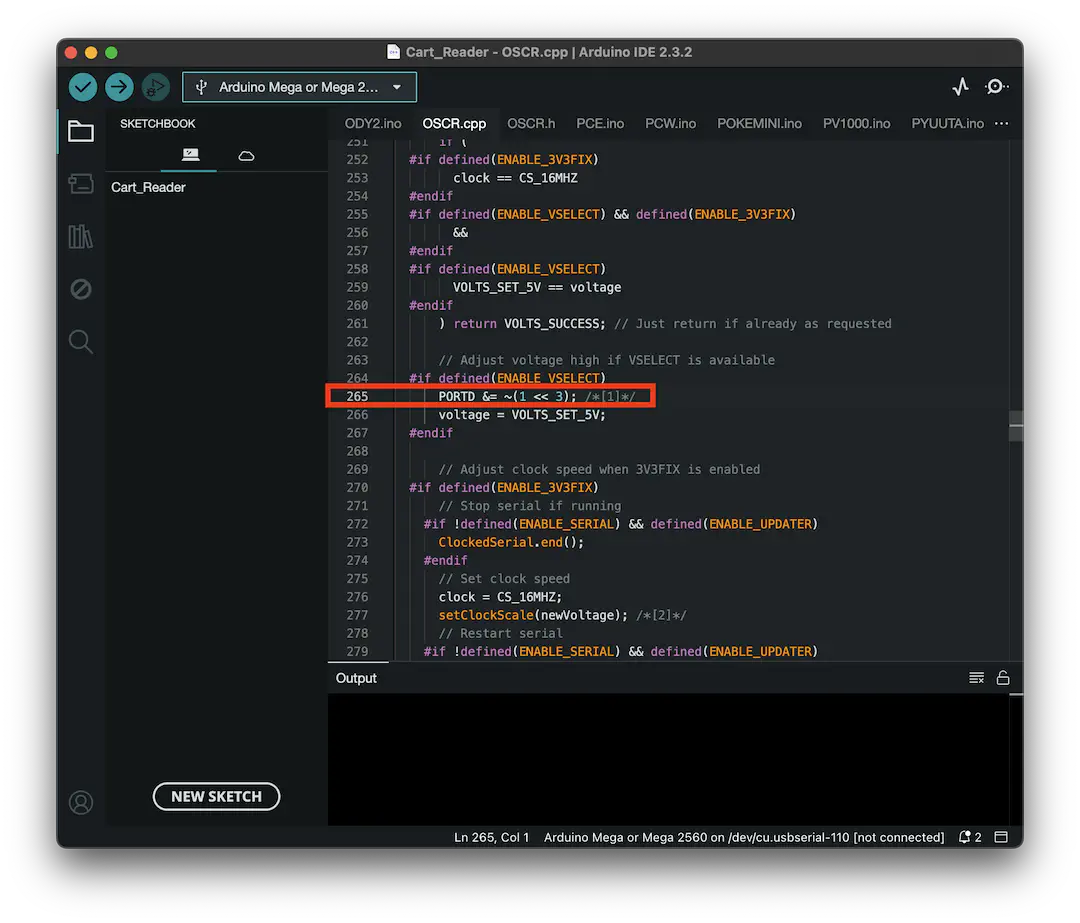 OSCR.cpp にて VSELECT 関連のピンを変更
