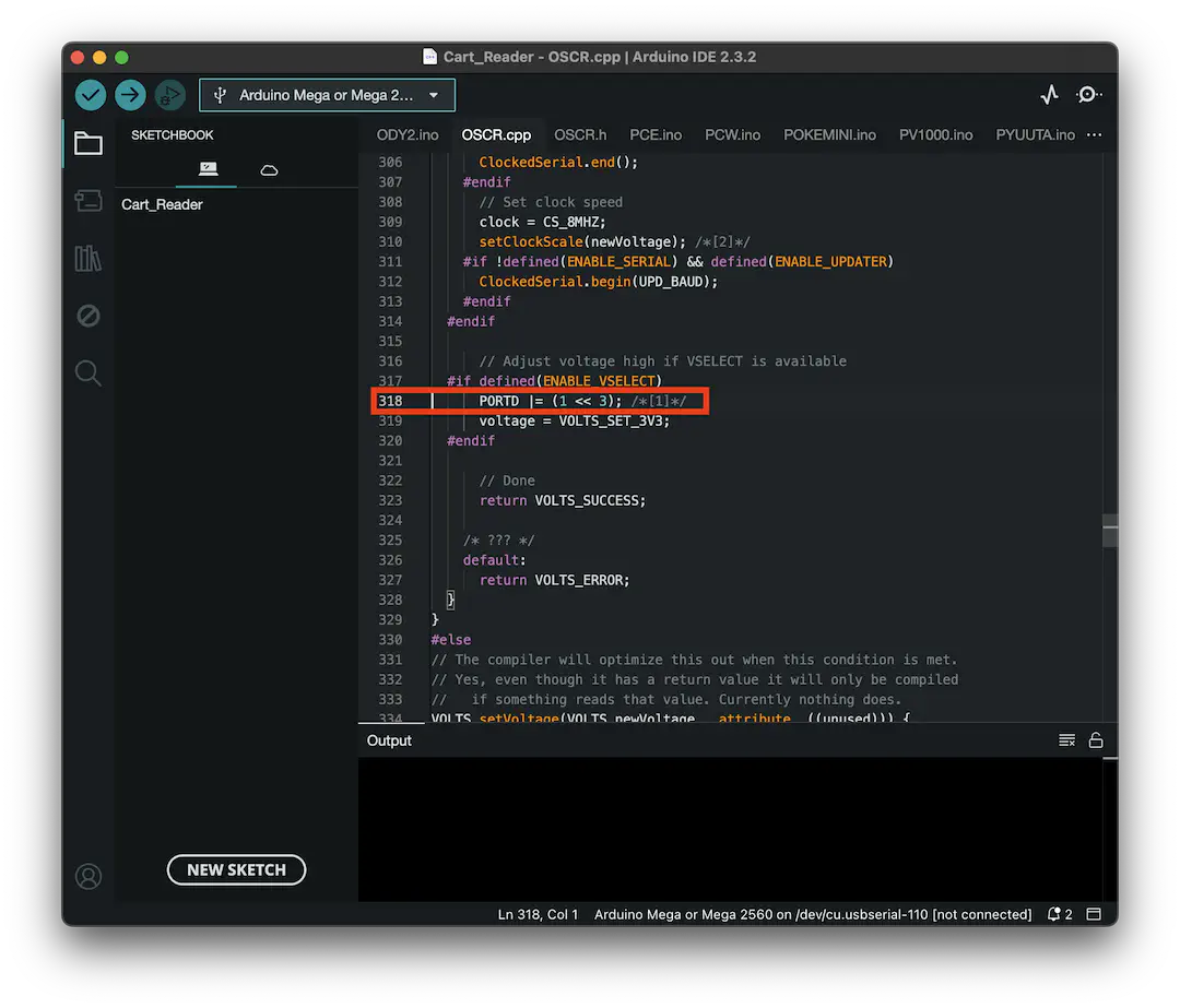 OSCR.cpp にて VSELECT 関連のピンを変更