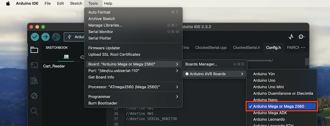 ボードの種類を選択